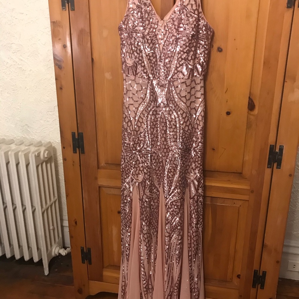 New W/O Tags, Rose Gold Evening Gown by Night Way.